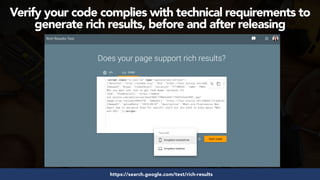 #structureddata at #smxeast by @aleyda from @oraintihttps://search.google.com/test/rich-results
Verify your code complies with technical requirements to
generate rich results, before and after releasing
 