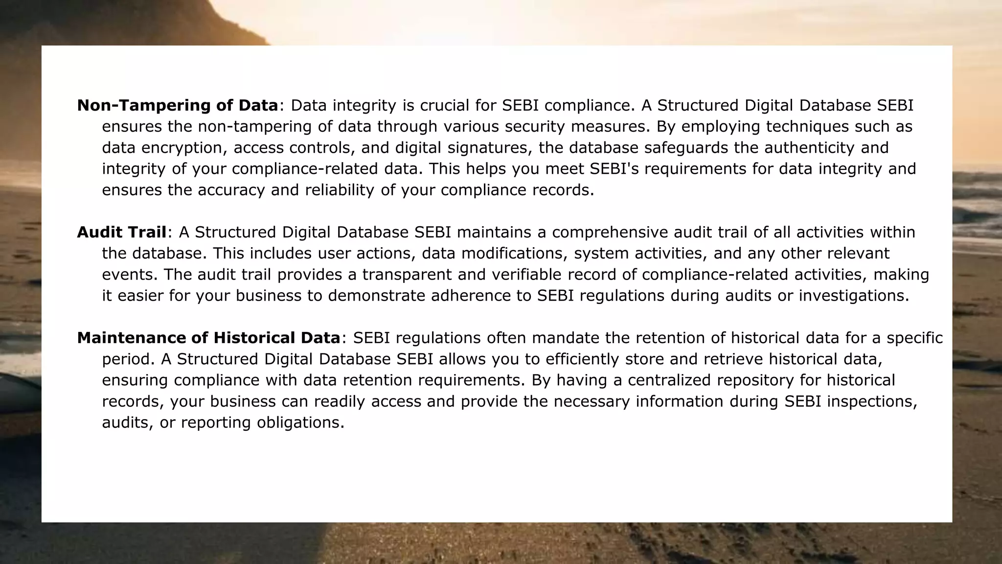 Structured Digital Database SEBI PPT