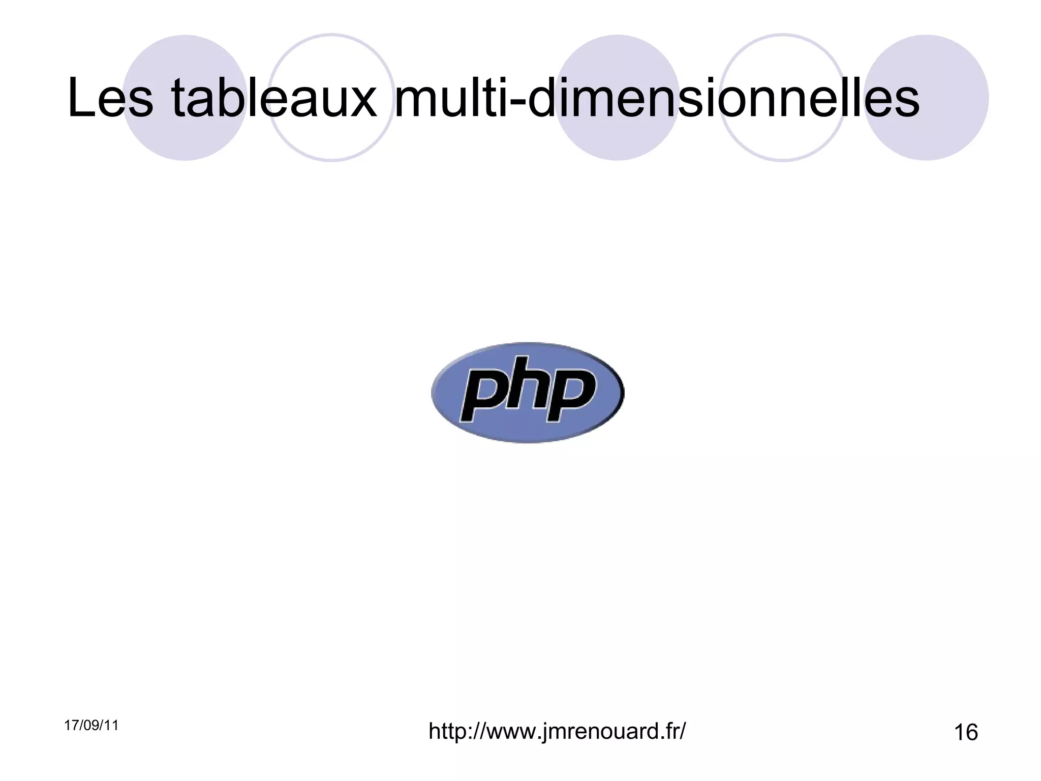 Les tableaux multi-dimensionnelles 