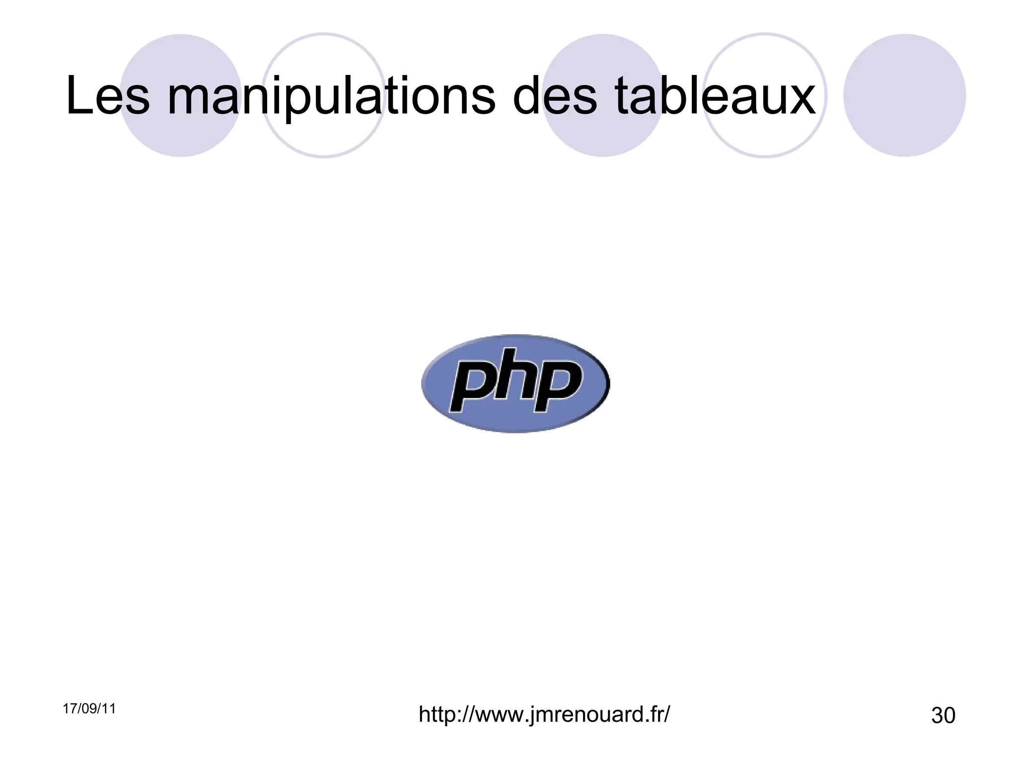 Les manipulations des tableaux 