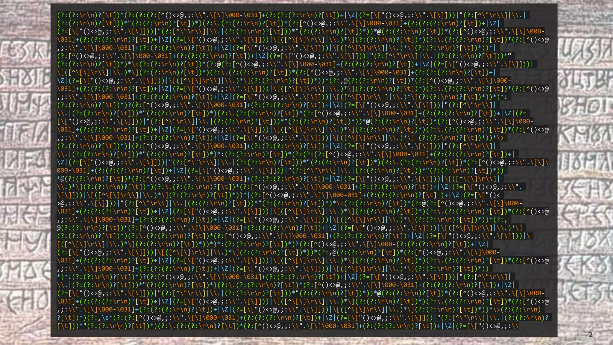 (?:(?:rn)?[t])*(?:(?:(?:[^()<>@,;:".[]000-031]+(?:(?:(?:rn)?[t])+|Z|(?=[["()<>@,;:".[]]))|"(?:[^"r]|.|
(?:(?:rn)?[t]))*"(?:(?:rn)?[t])*)(?:.(?:(?:rn)?[t])*(?:[^()<>@,;:".[]000-031]+(?:(?:(?:rn)?[t])+|Z|
(?=[["()<>@,;:".[]]))|"(?:[^"r]|.|(?:(?:rn)?[t]))*"(?:(?:rn)?[t])*))*@(?:(?:rn)?[t])*(?:[^()<>@,;:".[]000-
031]+(?:(?:(?:rn)?[t])+|Z|(?=[["()<>@,;:".[]]))|[([^[]r]|.)*](?:(?:rn)?[t])*)(?:.(?:(?:rn)?[t])*(?:[^()<>@
,;:".[]000-031]+(?:(?:(?:rn)?[t])+|Z|(?=[["()<>@,;:".[]]))|[([^[]r]|.)*](?:(?:rn)?[t])*))*|
(?:[^()<>@,;:".[]000-031]+(?:(?:(?:rn)?[t])+|Z|(?=[["()<>@,;:".[]]))|"(?:[^"r]|.|(?:(?:rn)?[t]))*“
(?:(?:rn)?[t])*)*<(?:(?:rn)?[t])*(?:@(?:[^()<>@,;:".[]000-031]+(?:(?:(?:rn)?[t])+|Z|(?=[["()<>@,;:".[]]))|
[([^[]r]|.)*](?:(?:rn)?[t])*)(?:.(?:(?:rn)?[t])*(?:[^()<>@,;:".[]000-031]+(?:(?:(?:rn)?[t])+|
Z|(?=[["()<>@,;:".[]]))|[([^[]r]|.)*](?:(?:rn)?[t])*))*(?:,@(?:(?:rn)?[t])*(?:[^()<>@,;:".[]000-
031]+(?:(?:(?:rn)?[t])+|Z|(?=[["()<>@,;:".[]]))|[([^[]r]|.)*](?:(?:rn)?[t])*)(?:.(?:(?:rn)?[t])*(?:[^()<>@
,;:".[]000-031]+(?:(?:(?:rn)?[t])+|Z|(?=[["()<>@,;:".[]]))|[([^[]r ]|.)*](?:(?:rn)?[t])*))*)*:
(?:(?:rn)?[t])*)?(?:[^()<>@,;:".[]000-031]+(?:(?:(?:rn)?[t])+|Z|(?=[["()<>@,;:".[]]))|"(?:[^"r]|
.|(?:(?:rn)?[t]))*"(?:(?:rn)?[t])*)(?:.(?:(?:rn)?[t])*(?:[^()<>@,;:".[]000-031]+(?:(?:(?:rn)?[t])+|Z|(?=
[["()<>@,;:".[]]))|"(?:[^"r]|.|(?:(?:rn)?[t]))*"(?:(?:rn)?[t])*))*@(?:(?:rn)?[t])*(?:[^()<>@,;:".[]000-
031]+(?:(?:(?:rn)?[t])+|Z|(?=[["()<>@,;:".[]]))|[([^[]r]|.)*](?:(?:rn)?[t])*)(?:.(?:(?:rn)?[t])*(?:[^()<>@
,;:".[]000-031]+(?:(?:(?:rn)?[t])+|Z|(?=[["()<>@,;:".[]]))|[([^[]r]|.)*] (?:(?:rn)?[t])*))*>
(?:(?:rn)?[t])*)|(?:[^()<>@,;:".[]000-031]+(?:(?:(?:rn)?[t])+|Z|(?=[["()<>@,;:".[]]))|"(?:[^"r]|
.|(?:(?:rn)?[t]))*"(?:(?:rn)?[t])*)*:(?:(?:rn)?[t])*(?:(?:(?:[^()<>@,;:".[]000-031]+(?:(?:(?:rn)?[t])+|
Z|(?=[["()<>@,;:".[]]))|"(?:[^"r]|.|(?:(?:rn)?[t]))*"(?:(?:rn)?[t])*)(?:.(?:(?:rn)?[t])*(?:[^()<>@,;:".[]
000-031]+(?:(?:(?:rn)?[t])+|Z|(?=[["()<>@,;:".[]]))|"(?:[^"r]|.|(?:(?:rn)?[t]))*"(?:(?:rn)?[t])*))
*@(?:(?:rn)?[t])*(?:[^()<>@,;:".[]000-031]+(?:(?:(?:rn)?[t])+|Z|(?=[["()<>@,;:".[]]))|[([^[]r]|
.)*](?:(?:rn)?[t])*)(?:.(?:(?:rn)?[t])*(?:[^()<>@,;:".[]000-031]+(?:(?:(?:rn)?[t])+|Z|(?=[["()<>@,;:".
[]]))|[([^[]r]|.)*](?:(?:rn)?[t])*))*|(?:[^()<>@,;:".[]000-031]+(?:(?:(?:rn)?[t] )+|Z|(?=[["()<
>@,;:".[]]))|"(?:[^"r]|.|(?:(?:rn)?[t]))*"(?:(?:rn)?[t])*)*<(?:(?:rn)?[t])*(?:@(?:[^()<>@,;:".[]000-
031]+(?:(?:(?:rn)?[t])+|Z|(?=[["()<>@,;:".[]]))|[([^[]r]|.)*](?:(?:rn)?[t])*)(?:.(?:(?:rn)?[t])*(?:[^()<>@
,;:".[]000-031]+(?:(?:(?:rn)?[t])+|Z|(?=[["()<>@,;:".[]]))|[([^[]r]|.)*](?:(?:rn)?[t])*))*(?:,
@(?:(?:rn)?[t])*(?:[^()<>@,;:".[]000-031]+(?:(?:(?:rn)?[t])+|Z|(?=[["()<>@,;:".[]]))|[([^[]r]|.)*]
(?:(?:rn)?[t])*)(?:.(?:(?:rn)?[t])*(?:[^()<>@,;:".[]000-031]+(?:(?:(?:rn)?[t])+|Z|(?=[["()<>@,;:".[]]))|
[([^[]r]|.)*](?:(?:rn)?[t])*))*)*:(?:(?:rn)?[t])*)?(?:[^()<>@,;:".[]000-(?:(?:(?:rn)?[t])+|Z|
(?=[["()<>@,;:".[]]))|[([^[]r]|.)*](?:(?:rn)?[t])*))*(?:,@(?:(?:rn)?[t])*(?:[^()<>@,;:".[]000-
031]+(?:(?:(?:rn)?[t])+|Z|(?=[["()<>@,;:".[]]))|[([^[]r]|.)*](?:(?:rn)?[t])*)(?:.(?:(?:rn)?[t])*(?:[^()<>@
,;:".[]000-031]+(?:(?:(?:rn)?[t])+|Z|(?=[["()<>@,;:".[]]))|[([^[]r]|.)*](?:(?:rn)?[t])*))
*)*:(?:(?:rn)?[t])*)?(?:[^()<>@,;:".[]000-031]+(?:(?:(?:rn)?[t])+|Z|(?=[["()<>@,;:".[]]))|"(?:[^"r]|
.|(?:(?:rn)?[t]))*"(?:(?:rn)?[t])*)(?:.(?:(?:rn)?[t])*(?:[^()<>@,;:".[]000-031]+(?:(?:(?:rn)?[t])+|Z|
(?=[["()<>@,;:".[]]))|"(?:[^"r]|.|(?:(?:rn)?[t]))*"(?:(?:rn)?[t])*))*@(?:(?:rn)?[t])*(?:[^()<>@,;:".[]000-
031]+(?:(?:(?:rn)?[t])+|Z|(?=[["()<>@,;:".[]]))|[([^[]r]|.)*](?:(?:rn)?[t])*)(?:.(?:(?:rn)?[t])*(?:[^()<>@
,;:".[]000-031]+(?:(?:(?:rn)?[t])+|Z|(?=[["()<>@,;:".[]]))|[([^[]r]|.)*](?:(?:rn)?[t])*))*>(?:(?:rn)
?[t])*)(?:,s*(?:(?:[^()<>@,;:".[]000-031]+(?:(?:(?:rn)?[t])+|Z|(?=[["()<>@,;:".[]]))|"(?:[^"r]|.|(?:(?:rn)?
[t]))*"(?:(?:rn)?[t])*)(?:.(?:(?:rn)?[t])*(?:[^()<>@,;:".[]000-031]+(?:(?:(?:rn)?[t])+|Z|(?=[["()<>@,;:
2
 