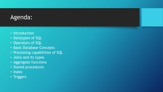 Structured query language(sql)ppt | PPTX | Databases | Computer ...