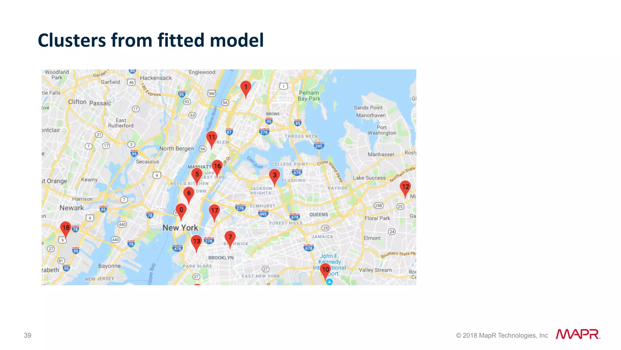 39 © 2018 MapR Technologies, Inc Clusters	from	fitted	model 