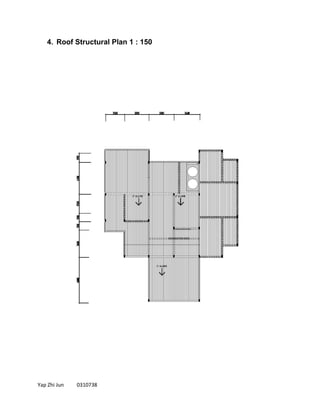 Yap Zhi Jun 0310738
4. Roof Structural Plan 1 : 150
 
