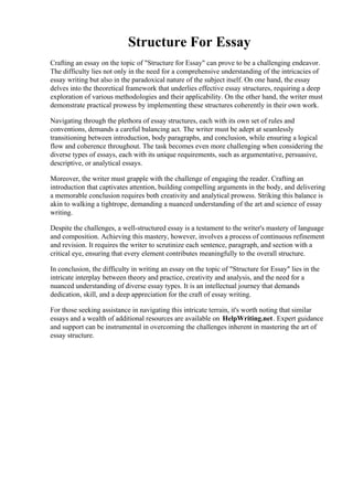 Building Essay Structure For Essay. Guide to Essay Writing Harris University | PDF