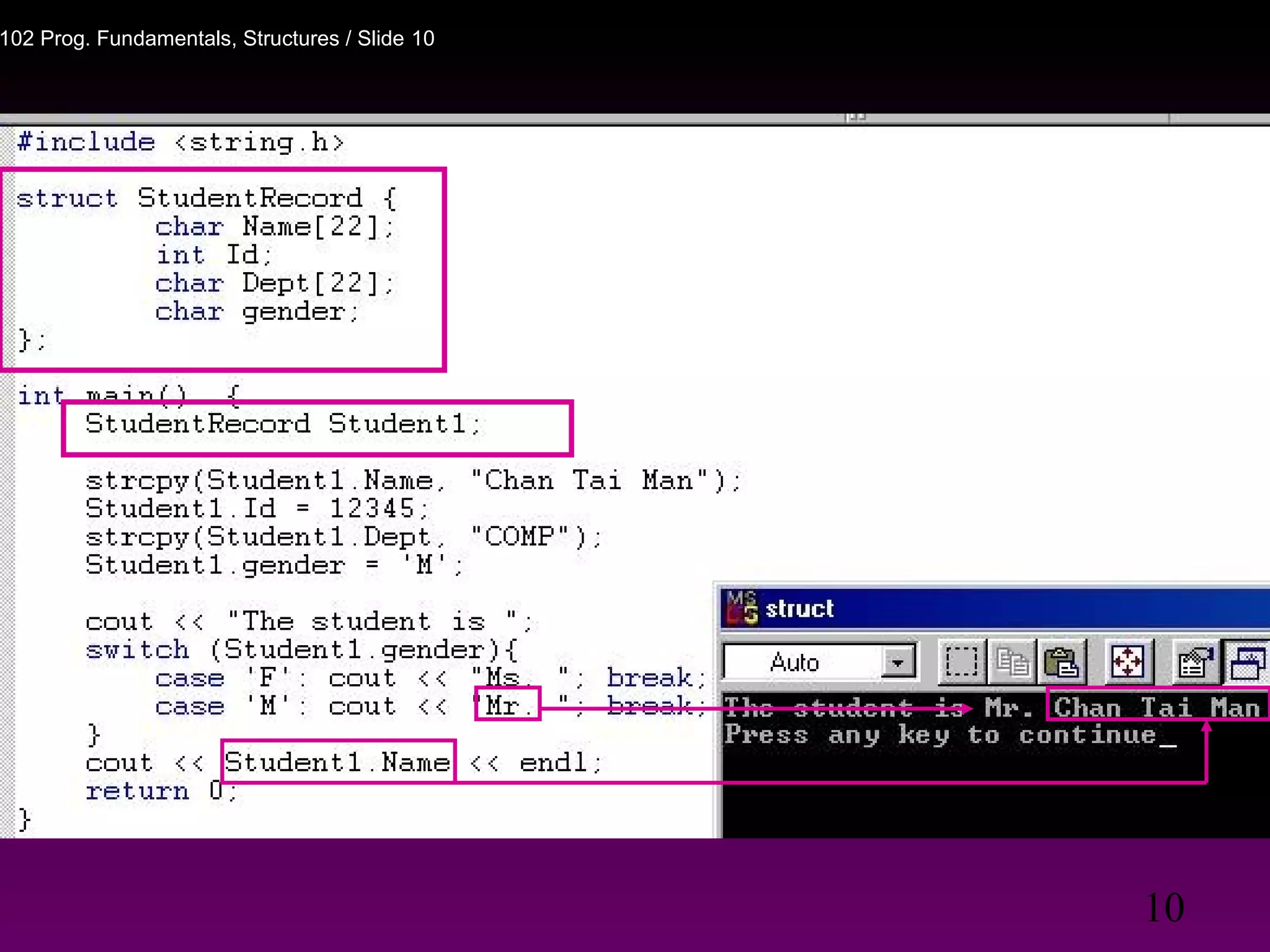 10
102 Prog. Fundamentals, Structures / Slide 10
 