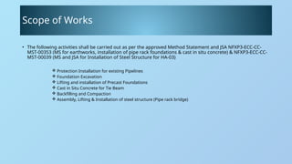 Module Pipe Rack Method Statement Pipe Rack Foundation and Structure Installation | PPTX
