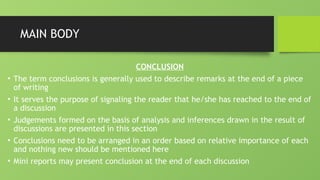 Introduction Body Conclusion Report Sample Structure and layout of long reports.pptx