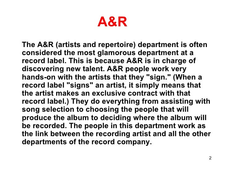 Structure of a major record label