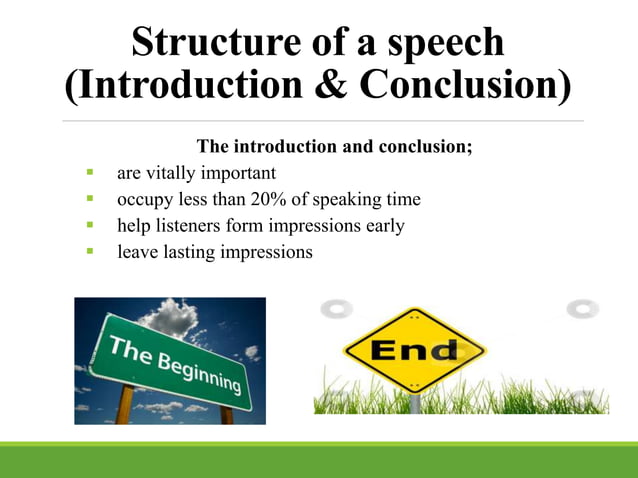 Structuring The Interduction Structure of a Speech (Introduction & Conclusion) | PPTX