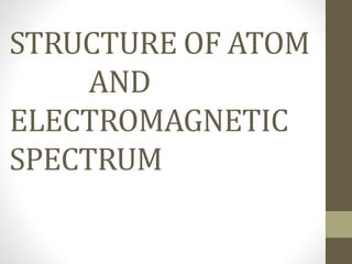 STRUCTURE OF ATOM
AND
ELECTROMAGNETIC
SPECTRUM
 