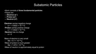 Comprehensive Overview of Atomic Structure and Subatomic Particles | PDF