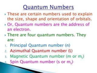 Quantum Numbers Topic STRUCTURE OF ATOM ppt.pptx