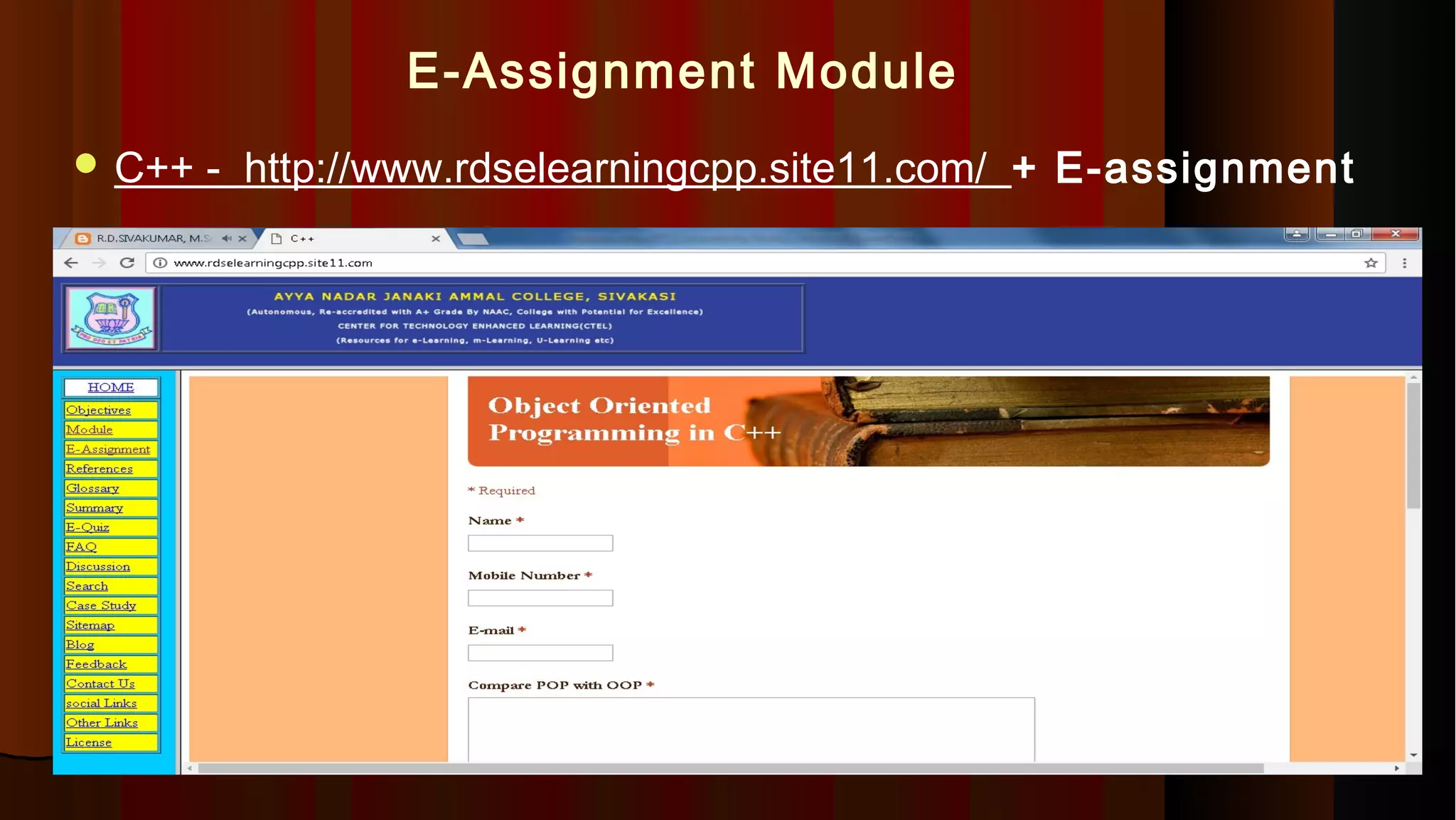 E-Assignment Module  C++ - http://www.rdselearningcpp.site11.com/ + E-assignment 1818 