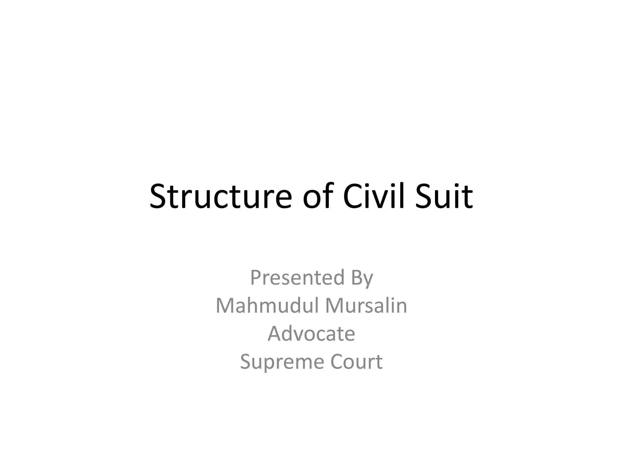 Structure of civil suit | PPTX