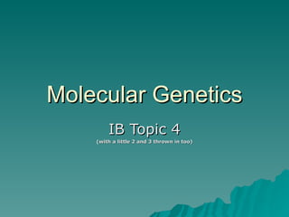 Molecular Genetics IB Topic 4 (with a little 2 and 3 thrown in too) 