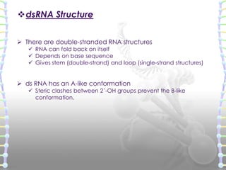  Types of RNA
 In all prokaryotic and eukaryotic organisms, three main
classes of RNA molecules exist1) Messenger RNA(m ...