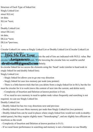 Structure of Each Type of linked listSingly Linked Liststruct .pdf ...