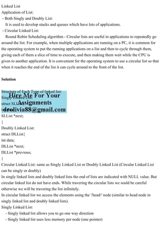 Structure of Each Type of linked listSingly Linked Liststruct .pdf ...