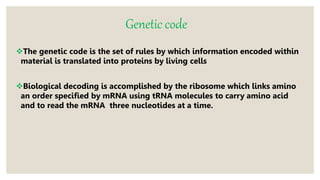STRUCTURE OF GENE and genetic code in animals ppt | PPT