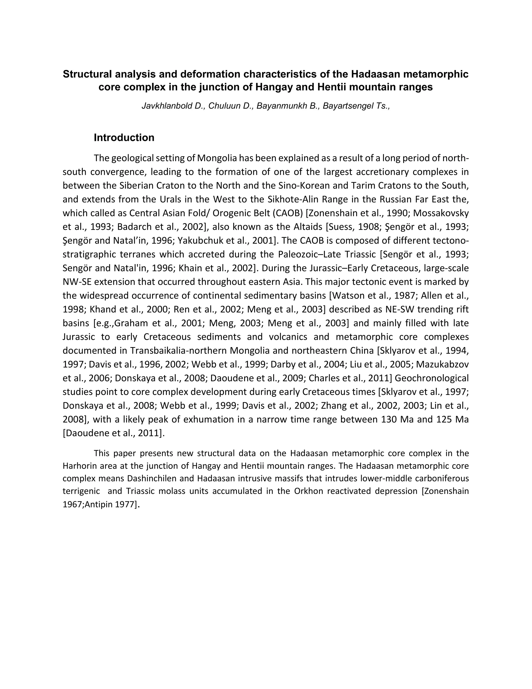 Structure of hadaasan metamorphic core complex | PDF