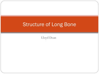Lloyd Dean
Structure of Long Bone
 