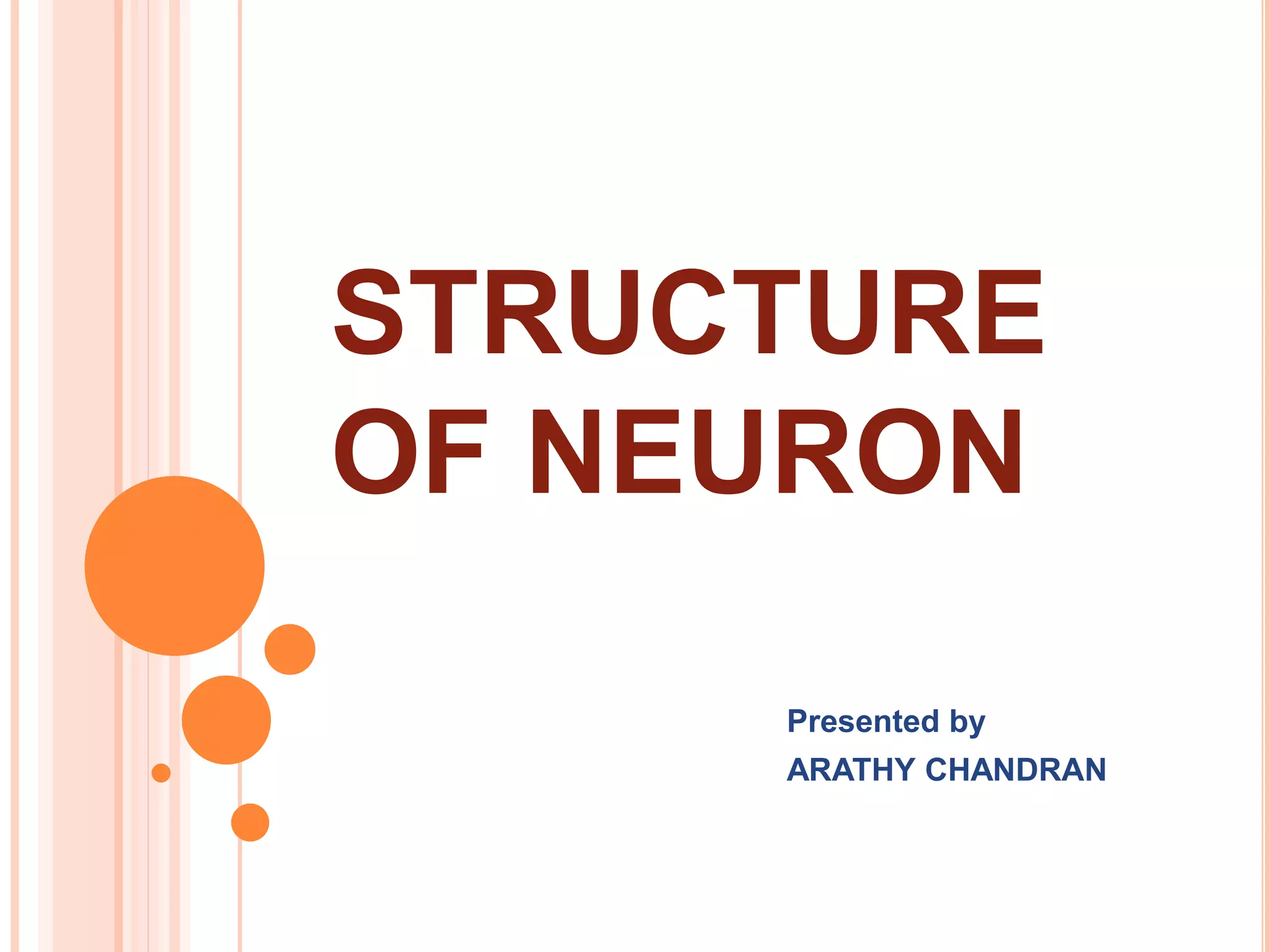 STRUCTURE
OF NEURON
Presented by
ARATHY CHANDRAN
 