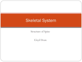 Structure of Spine
Lloyd Dean
Skeletal System
 