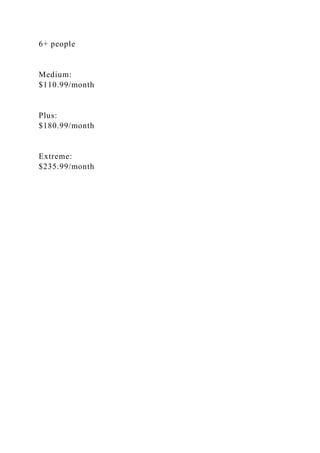 6+ people
Medium:
$110.99/month
Plus:
$180.99/month
Extreme:
$235.99/month
 