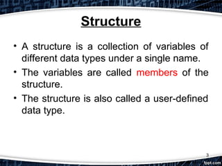 Structure in C | PPT | Programming Languages | Computing