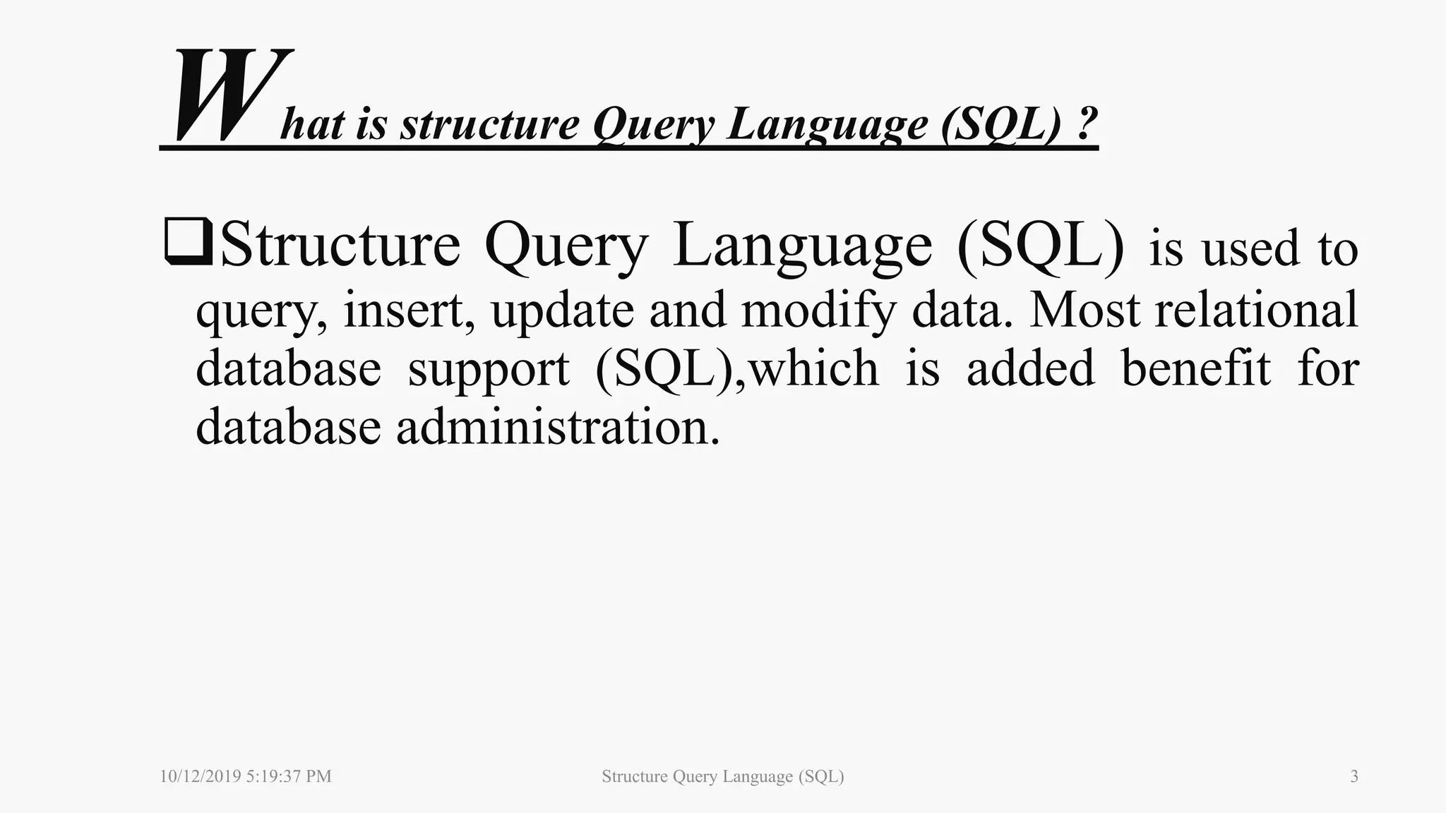 Structure query language (sql) | PPT