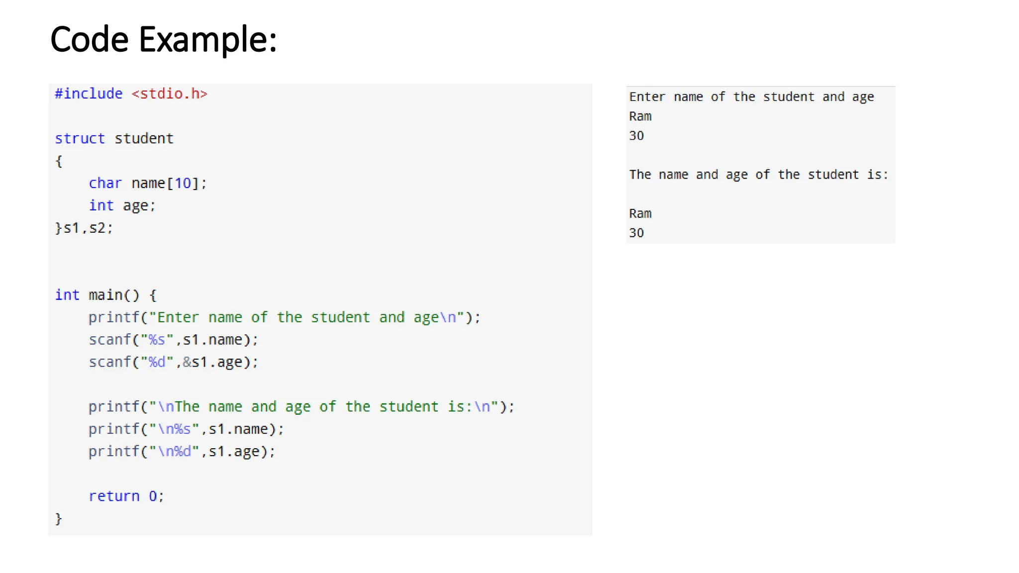 Code Example:
 