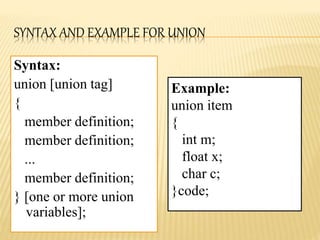 Structure & union | PPTX