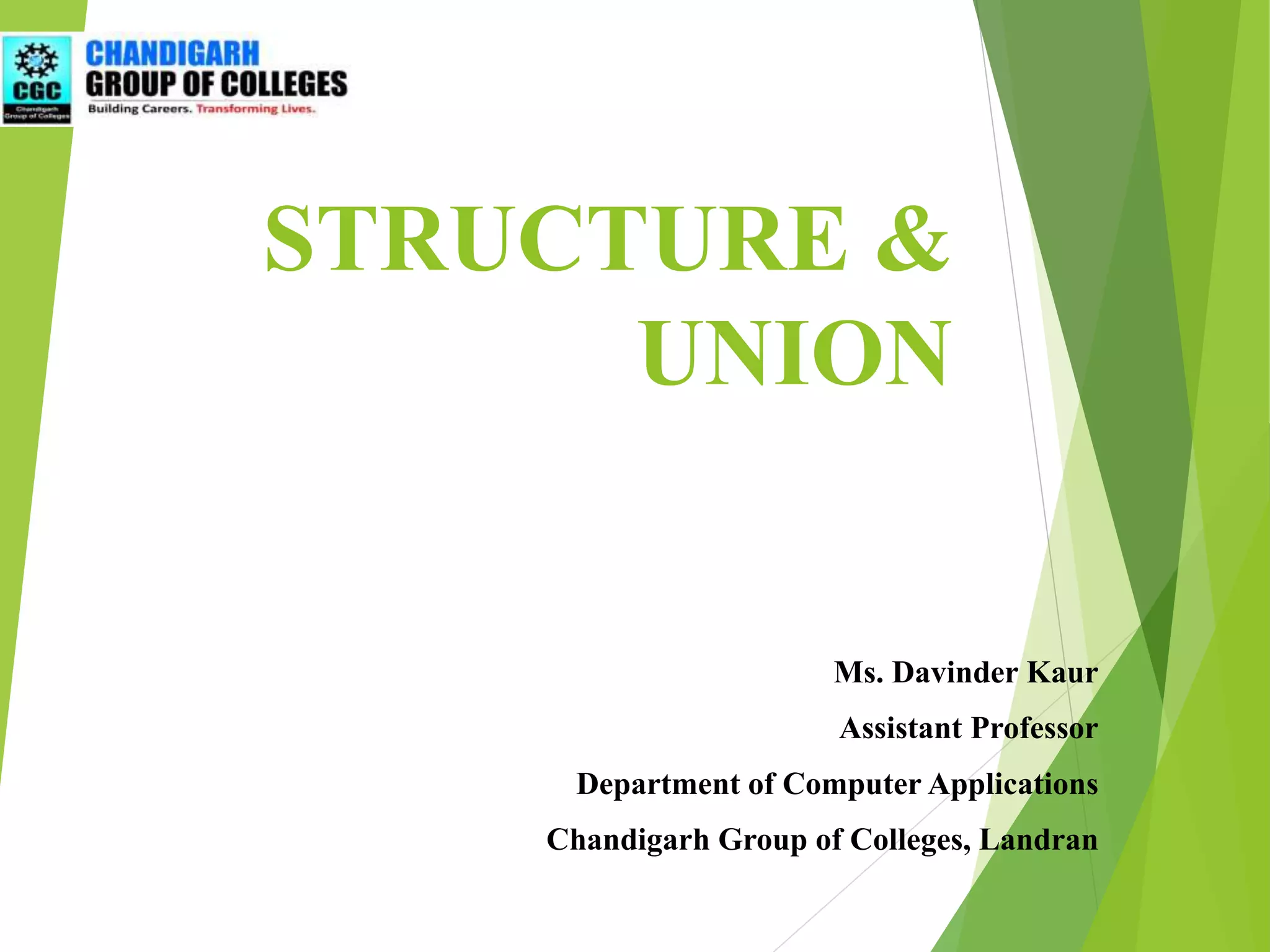 Structure & Union in C++ | PPT