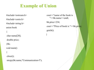 Structure & Union in C++ | PPTX | Programming Languages | Computing