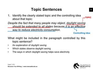 Topics Included Structure your writing | PDF
