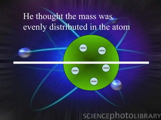 He thought the mass was
evenly distributed in the atom
 