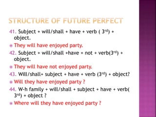 First Party Verb Structute of Tenses | PPTX