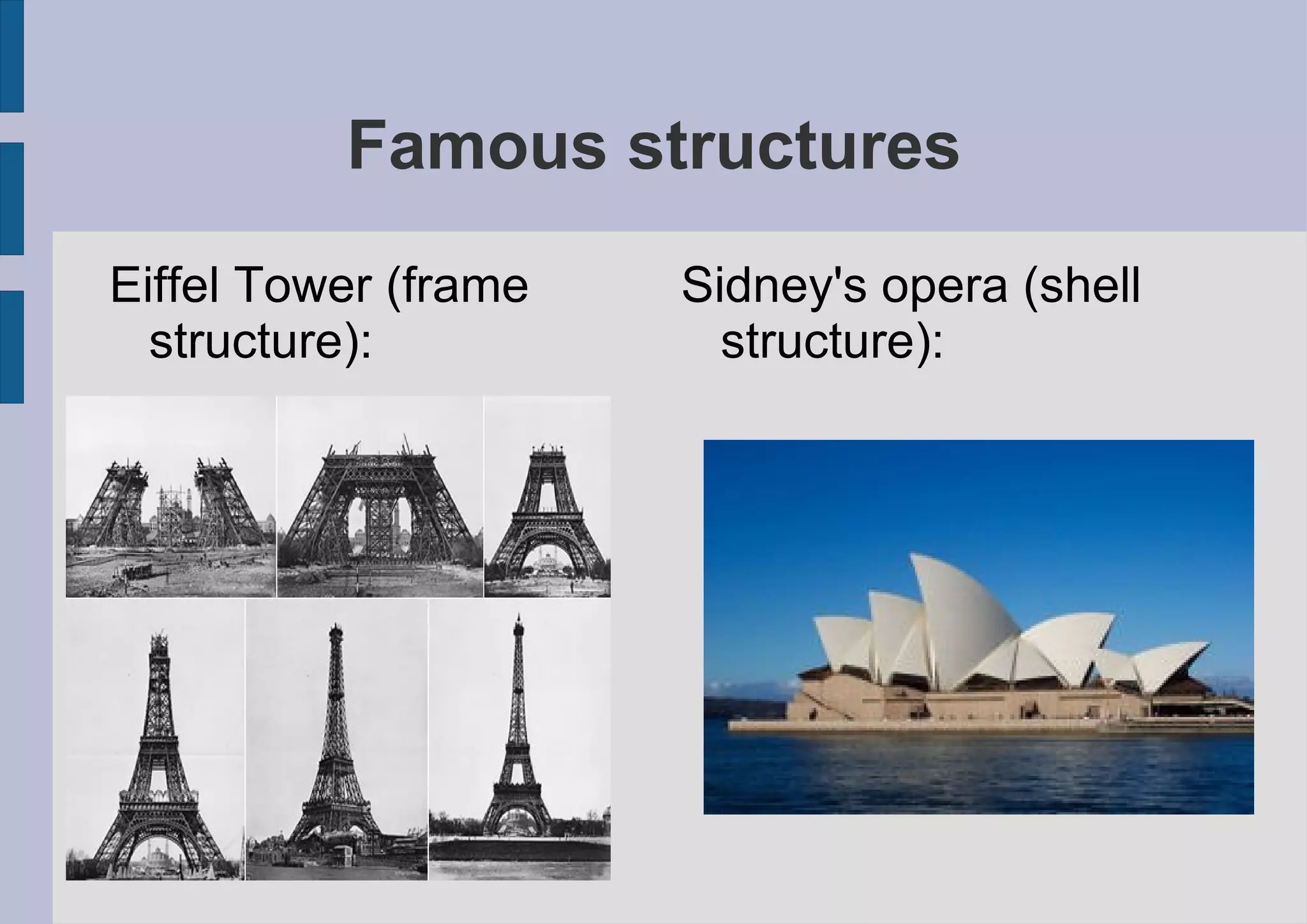 Arch structure Romans invented the  arch and their style was the semicircular arch. The stone at the top was called the key stone. The geometry of the arch and his main oload displaces the force to the sides, so there was a spece under it to span obstacles. 