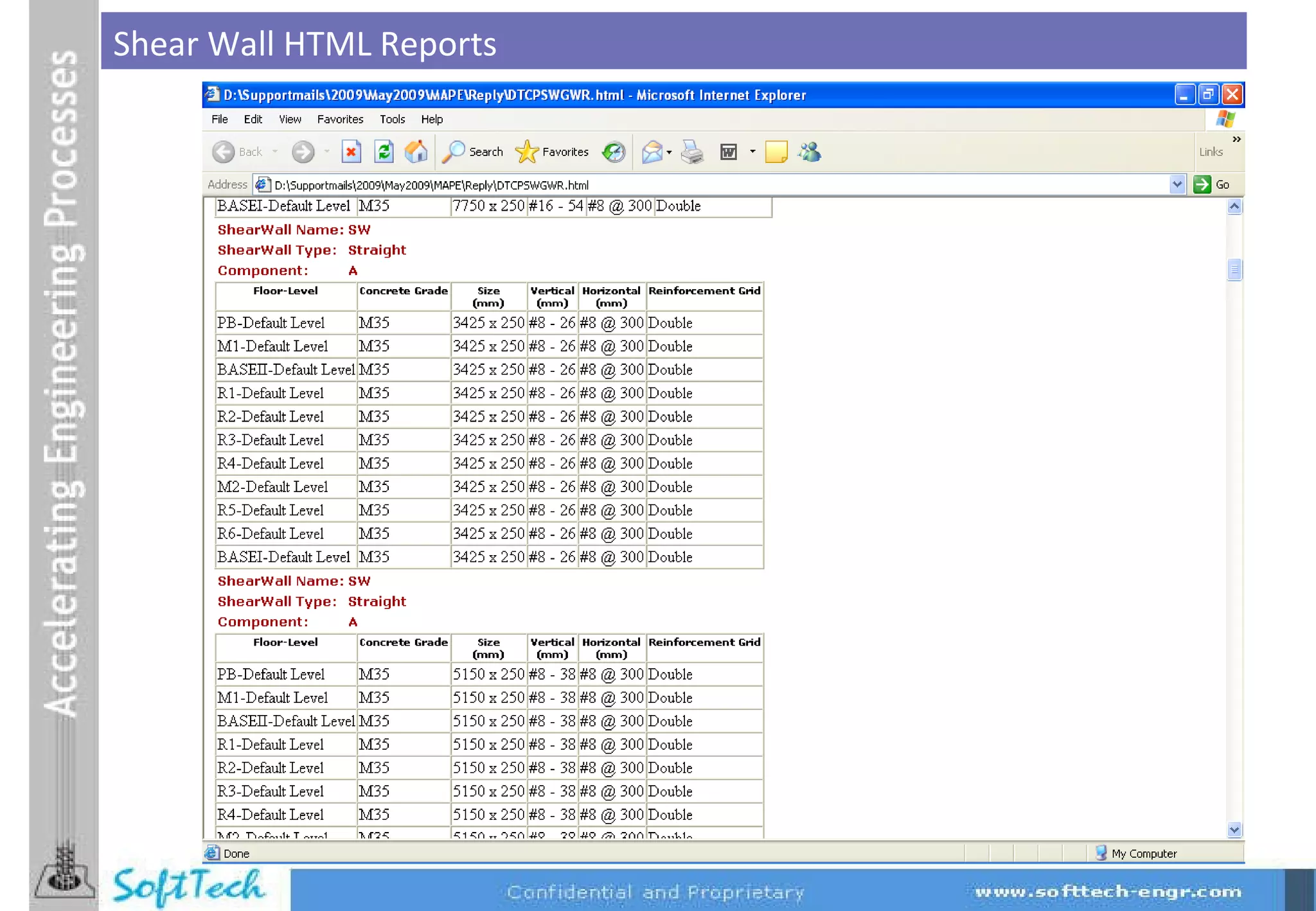 Shear Wall HTML Reports 