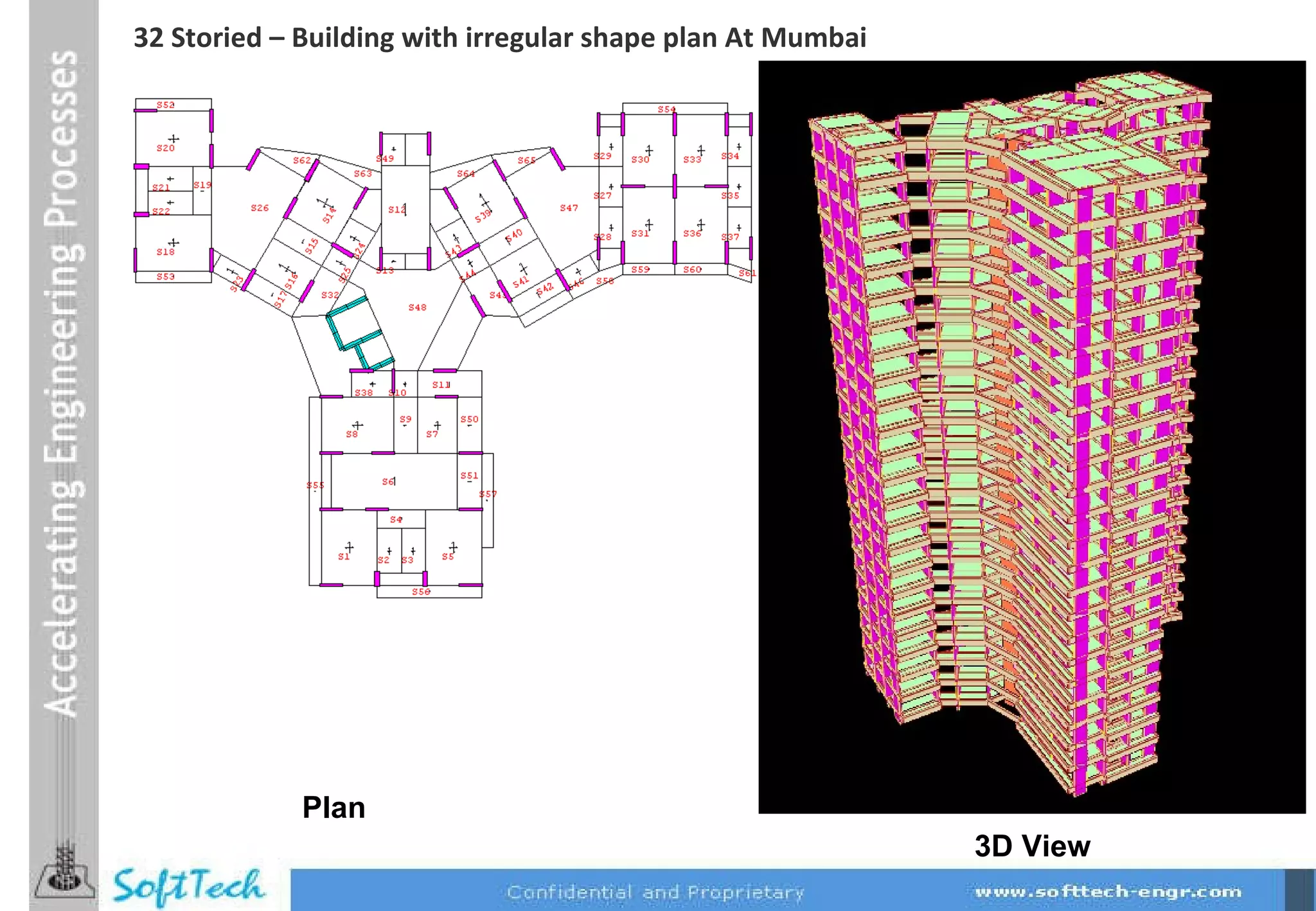 32 Storied – Building with irregular shape plan At Mumbai Plan 3D View 