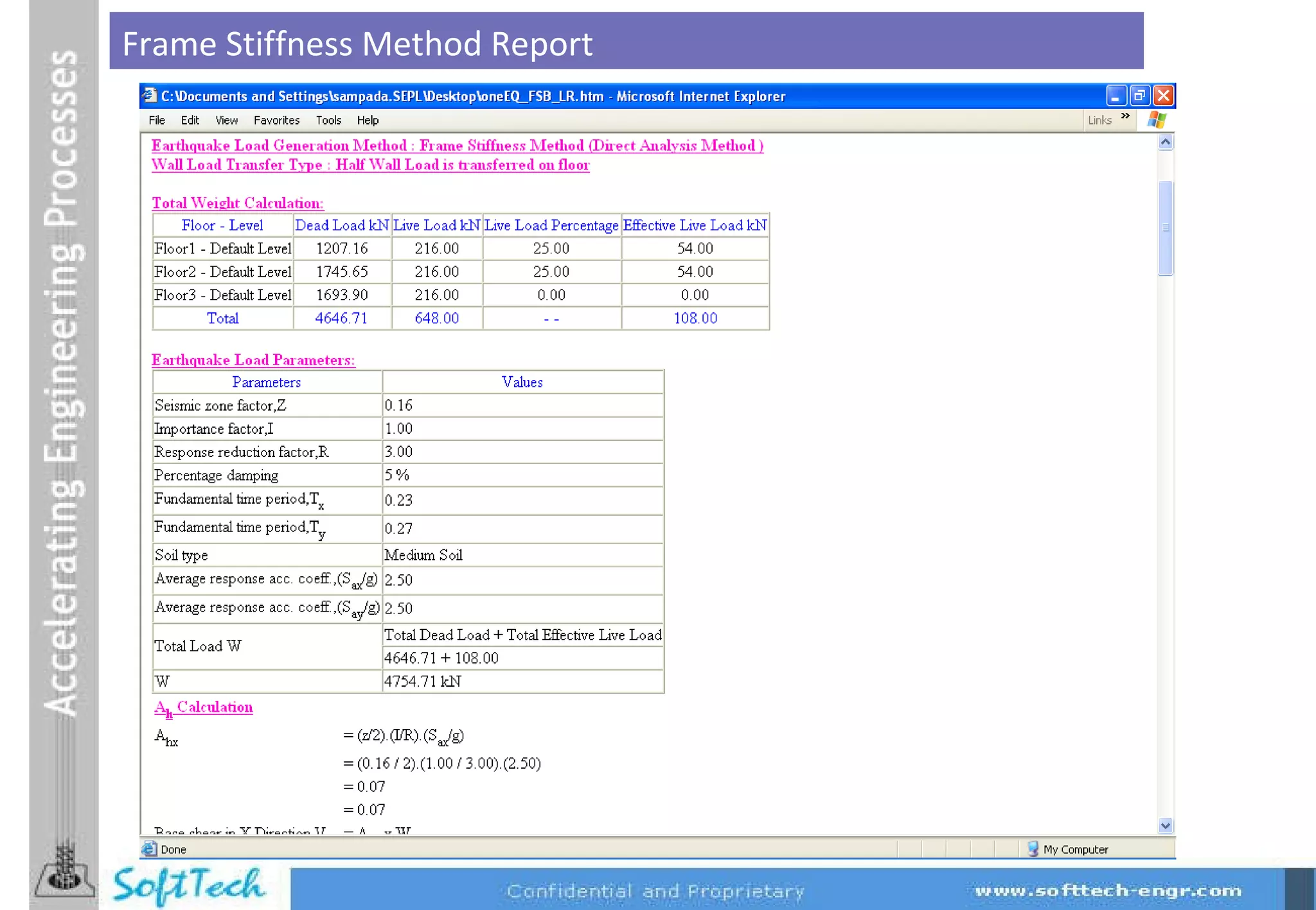 Frame Stiffness Method Report 