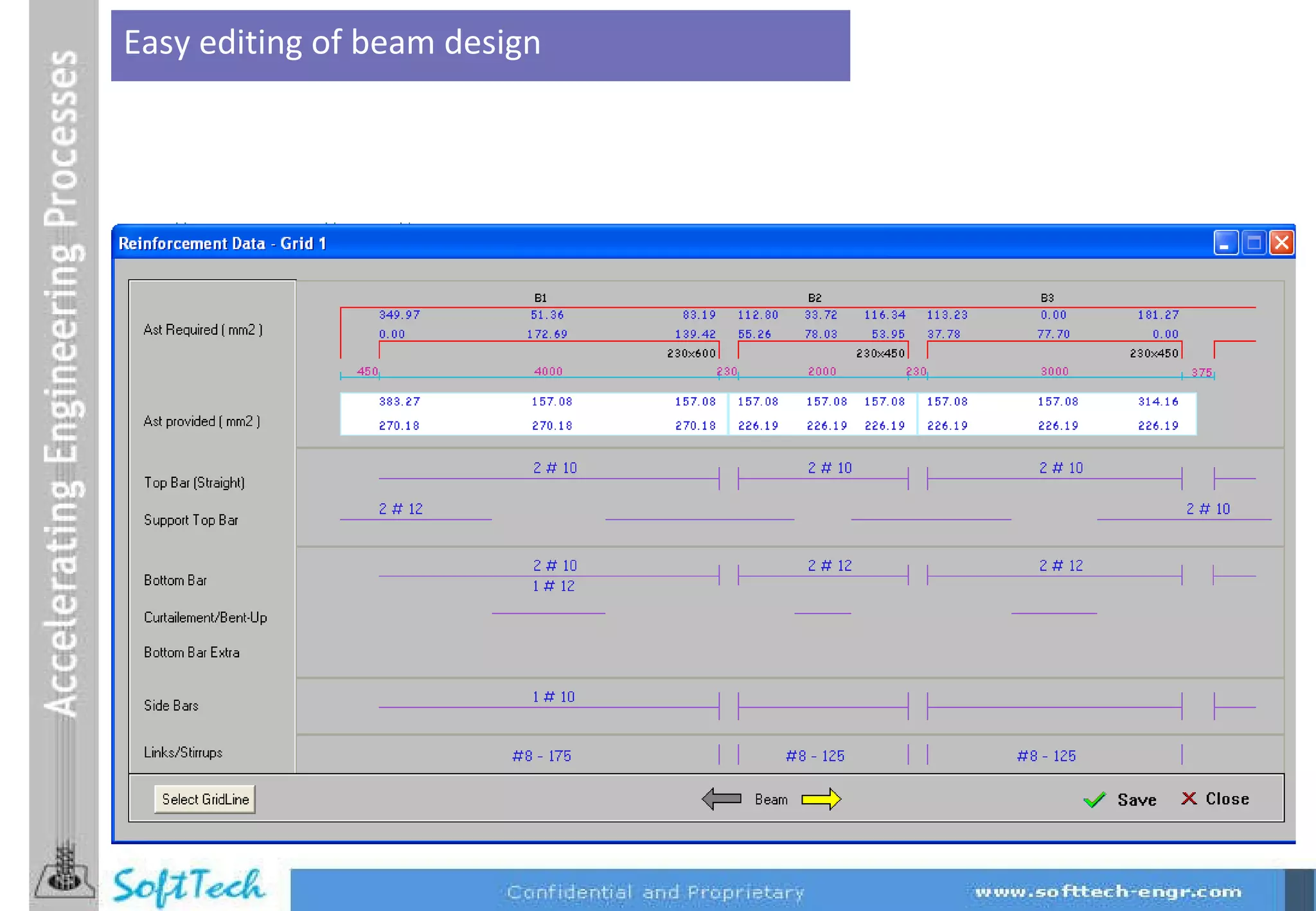 Easy editing of beam design 