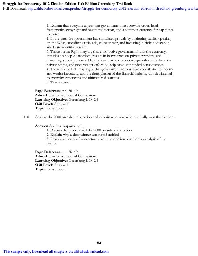 Struggle For Democracy 2012 Election Edition 11th Edition Greenberg T