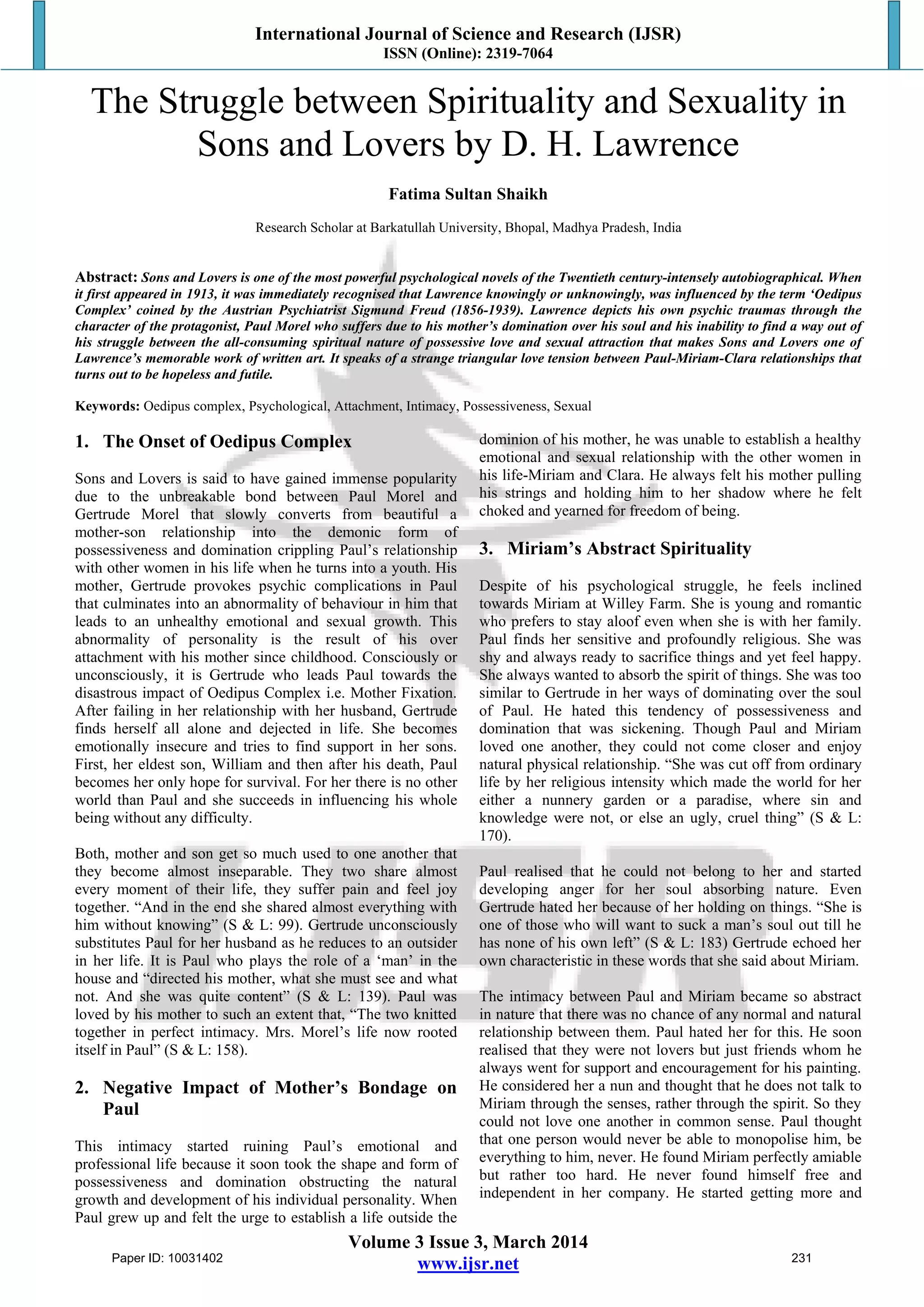 Struggle between spirituality and sexuality | PDF