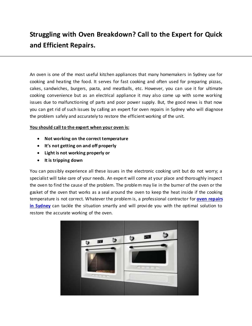 Struggling with oven breakdown call to the expert for quick and