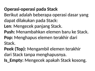 STRUKTUR DATA STACK DAN OPERASI PADA STACK | PPTX