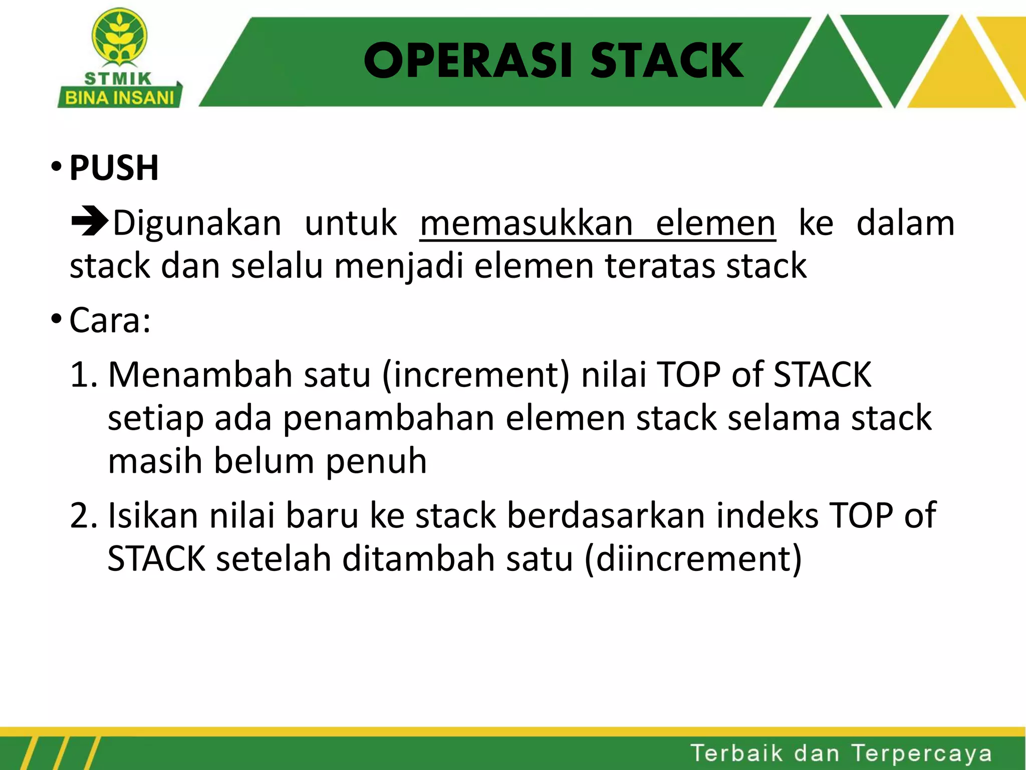 Pertemuan 5 Stack atau Tumpukan | PDF