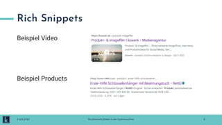 Rich Snippets
Beispiel Video
Beispiel Products
6
14.03.2022 Strukturierte Daten in der Suchmaschine
 