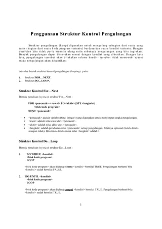 Struktur kontrol perulangan | PDF